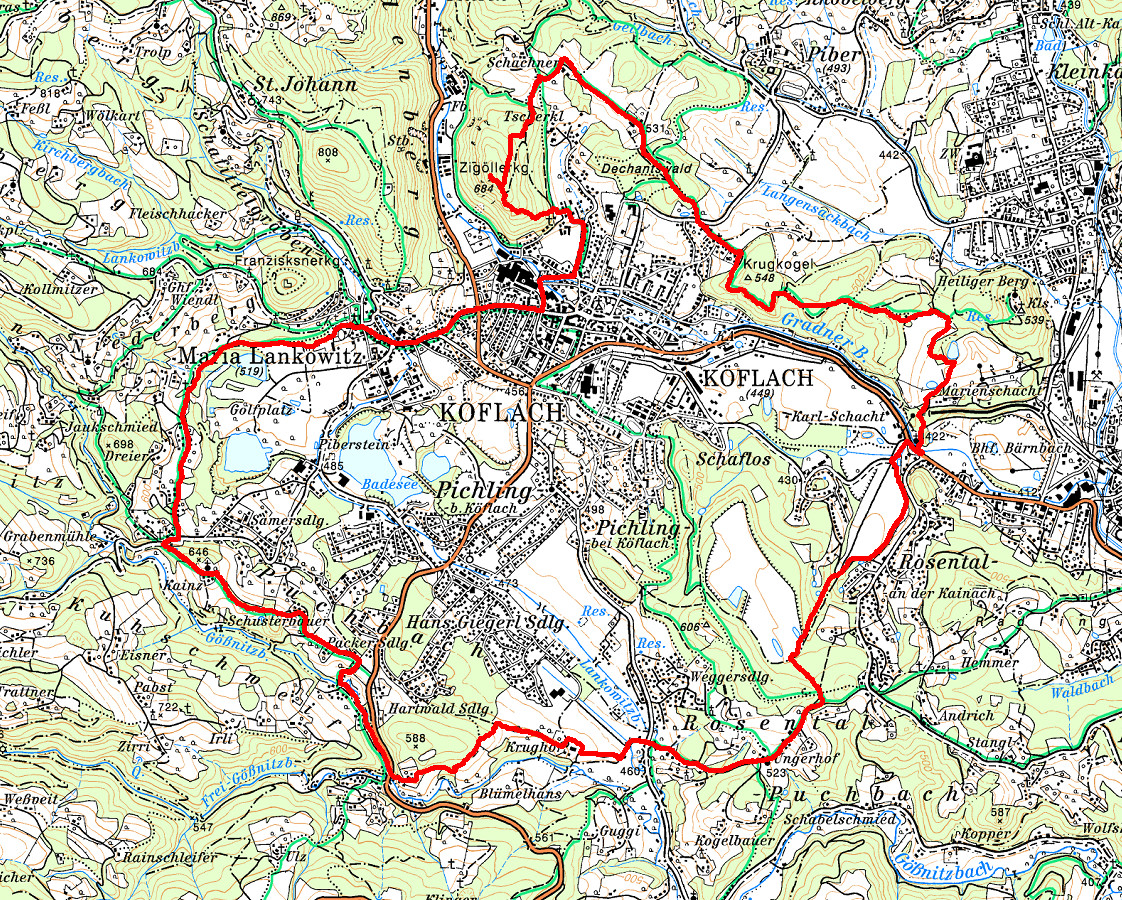 Laufstrecke/Trailrunning Rund um Voitsberg