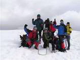 Gipfelglück am Piz Palü, vlnr: Kurt, Walter, Erich, Marianne, Hilde, Gerald und Mike