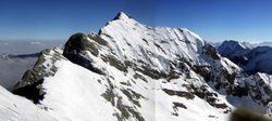 Die Hochtor Skitour vom Festkogel aus gesehen, die Route ist ab der Schulter hier einsichtig