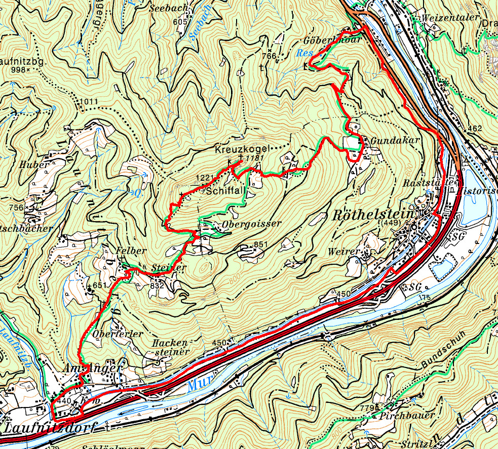 Trailrunning Schiffall - Kreuzkogel Runde von Laufnitzdorf